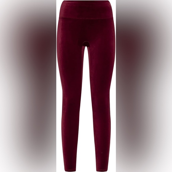 New with Tags!  SPANX Rich Burgundy Velvet High Waisted Leggings - Picture 4 of 7
